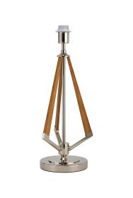 IL32928  Hilton Table Lamp 1 Light E27 Polished Nickel/Taupe Wood